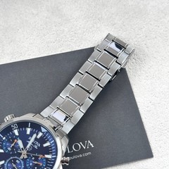 Bulova Marine Star 96B256 Blue Dial Stainless Steel Quartz Men’s Watch 43MM