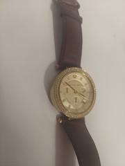 Michael Kors Parker MK2249 Women’s Brown Leather Strap Analog Watch *New Battery