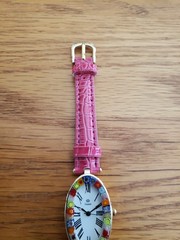 STAUER GLESSIDRA WATCH PINK LEATHER STRAP GENUINE ITALIAN MURANO NEW WITHOUT BOX