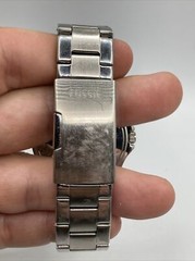 Fossil Women 38mm Watch Blue Dial Rhinestone Silver Tone Day/Date/24h – Runs