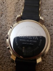 Geneva Womens Watch Stainless Steel Black Strap