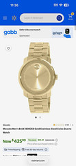 Movado Bold Men’s Swiss Quartz Gold-Tone Stainless Steel Watch w/ Box