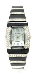 Wincci Ladies Metal Link Bracelet Fashion Watch Square Case Pear Dial Rhinestone