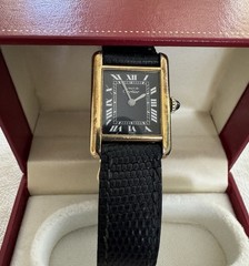Vintage 1980 Cartier Must De Ladies Tank 20.5mm Silver Vermeil Mechanical Watch