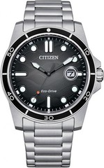 Citizen Mens watch Eco-Drive Marine Collection Black wave dial AW1816-89E