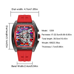 Men Barrel Shape Watches Luxury Quartz Wristwatch Trendy Watch Silicone Strap