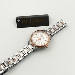 Bulova 98P200 Lady Sutton White-Rose Gold Diamond Quartz Women’s Watch 28mm New