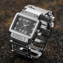 Women’s Rectangle Bangle Watch Rhinestone Steel Bracelet
