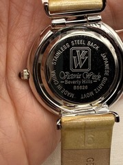Victoria Wieck Watch B5626 Silver Tone Crystal Sunburst Pattern Works NICE