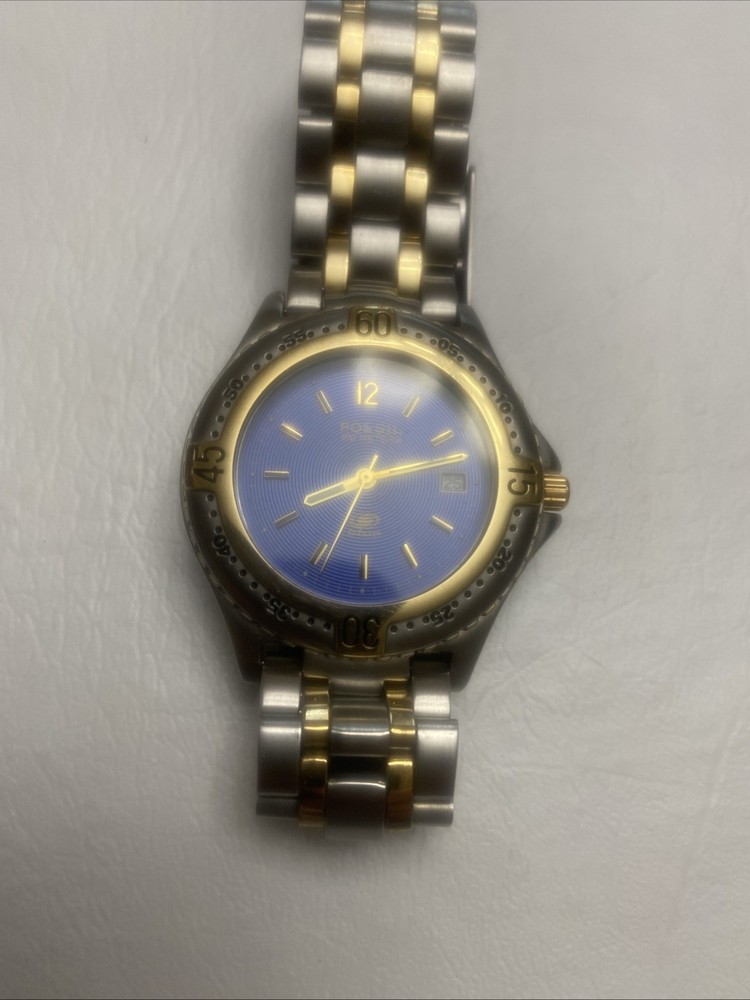 Men’s Fossil Blue Stainless Steel, 100 Meters Waterproof Am3197