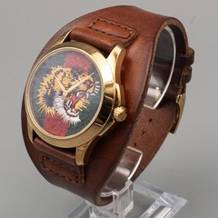 [NEAR MINT] Gucci G-Timeless 126.4 Tiger Embroidery Web Sherry Line Quartz Men’s