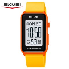 SKMEI Men Rectangle Watch LED Countdown Wristwatch Boys Girl Digital Sport Watch