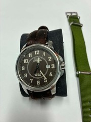 Timex Expedition Indiglo Watch WR50M Brown Leather &Olive Green NATO Bonus Strap