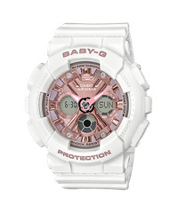Casio Baby-G Fashion White and Pink Color Casual Women Watch BA-130-7A1