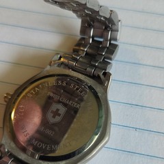 Swiss Charter Quartz Vintage Stainless Bracelet Watch Black Sunburst Dial