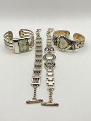 Ladies Estate Jewelry Cuff Watches, Bracelets, “Geneva Platinum” New Batteries
