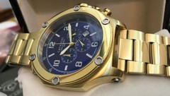 CAVADINI Chronograph Herrenuhr Edelstahl Gold-plattiert CV-1081 blau 53mm