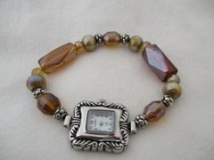 Cardini Beaded Bracelet Watch, Western Style Pressed Metal Case