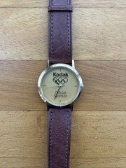 Kodak Vintage Commemorative Olympic Watch with Brown Band *Needs Battery*