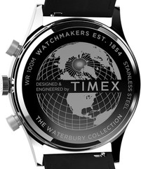Timex Waterbury Traditional Mens Watch 42MM Case Chronograph Black Leather Strap