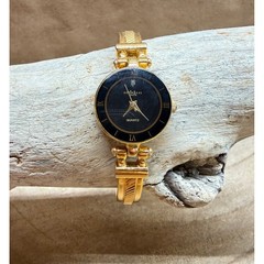 EXPRESS LAX1343 Women’s Gold Tone Quartz Bangle Watch Black Dial Roman Numerals