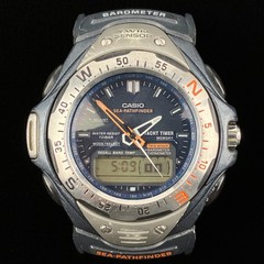 Casio Sea Pathfinder Black Silver Yacht Timer 100m Analog Digital Watch SPF-51