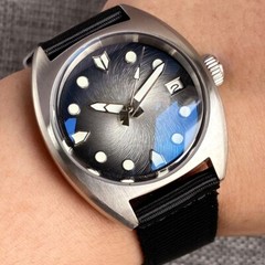 20ATM Retro 36mm Black silver Dial Sapphire Glass NH35A Automatic Men’s Watch