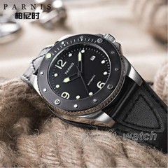 43mm Miyota Automatic Men’s Watch Parnis Sapphire Luminous Marker Ceramic Bezel