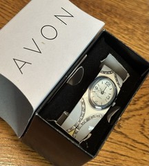 Vintage NOS New In Box Avon Multi Color Enamel & Rhinestones New Dawn Cuff Watch