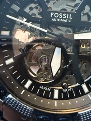 Fossil Black 40mm Steel Automatic Men’s Watch With Tin Box And Papers Works