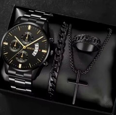 Business Men’s Gift Box Watch Set Fashion Trend Quartz Watch Bracelet Necklace R