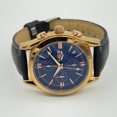 Men’s LIGE Dream Rose Gold Tone Chronograph Date Watch, 41mm, Black Leather