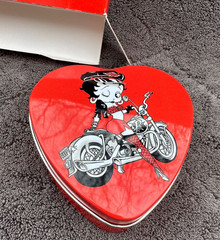 AVON Biker Betty Boop Watch With Heart Tin Avon 2008-Born To Boop! NEW!!
