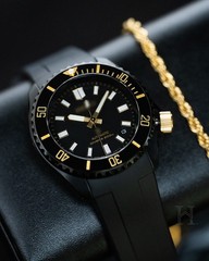 Premium Custom Built Matte Black Mens NH35 sports watch with rubber strap