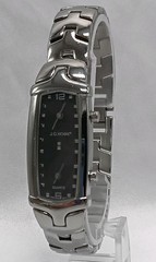 J.G. Hook Quartz Dual Time Watch Silvertone Rectangular Black Dial New Batteries
