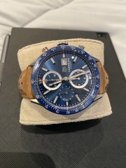 Tag Heuer Carrera Men’s Watch CBM2112 Swiss Automatic Blue Dial Brown Leather
