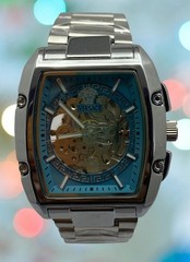 Beautiful Versace Dominus Skeleton Sky-Blue Dial Automatic For Men’s Wristwatch