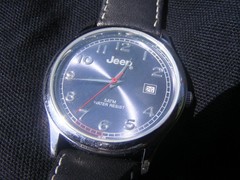 Jeep Watch New Never Worn Black and White Leather Strap New Battery 5 ATM Proof