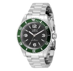 Invicta Specialty Rowan Watch 40mm, Steel, Black Dial, Green Bezel (49338)