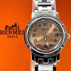 Hermes Clipper Watch, 3 Hands, Date, Pink Tone, Working Condition