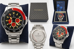 Cortébert Sport Chrono Men’s Stainless Steel Watch Red Black Dial w/ Box