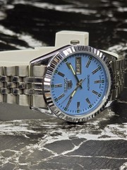 Automatic Seiko Refurbished Blue Dial Day / Date Men’s Wrist Watch Free Shippi