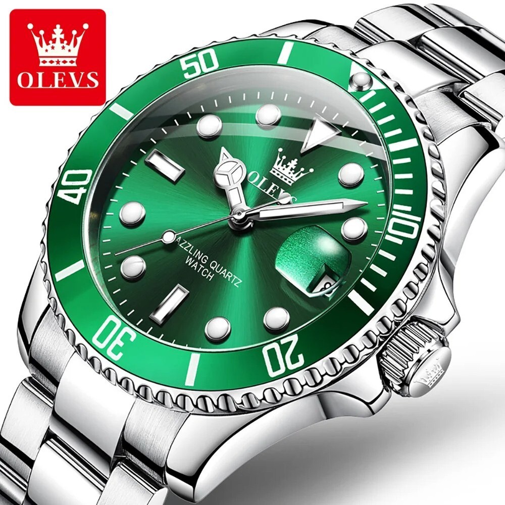 Waterproof Quartz Watch Men’s OLEVS Men Luminous Luxury Stainless Steel Strap
