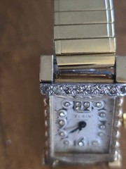 Elgin Watch Gold USA 10K RGP Working, Great Condition Unisex Rare, Facet Crystal