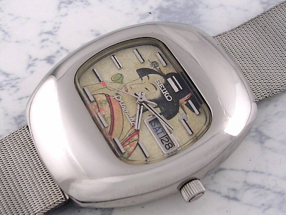 Vintage 1970 SEIKO UKIYOE Pressmatic SS Kitagawa Utamaro Automatic 27 jewels