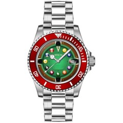 Invicta Men’s Watch Pro Diver Red and Green Dial Silver Steel Bracelet 50523