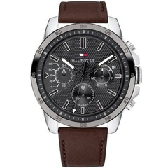 Tommy Hilfiger Men’s Chronograph Watch Gray Dial Brown Leather Strap – 1791562