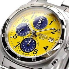 SEIKO SND409 Chronograph Yellow × Navy Stainless Steel Quartz Watch Men’s