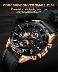 Top Men Watch Sports Style 46mm Large Leather Racing Style Casual Fashion
