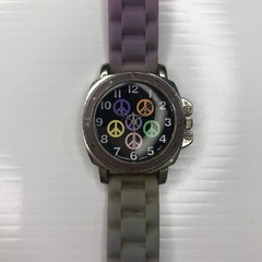 X10 SOPHIE Collezio 7815982 Singapore Tie Dye Purple Peace Signs Watch Untested